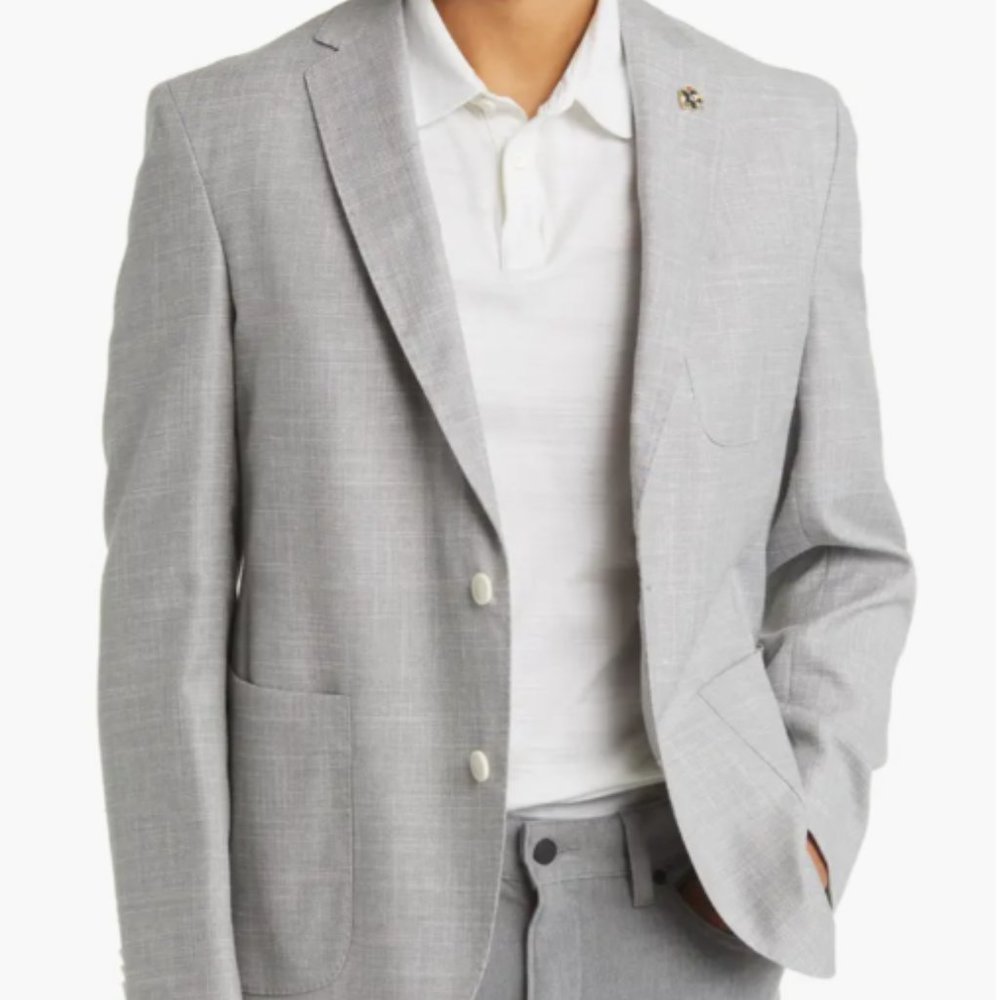 Ted Baker Men's Gray Tom Soft Construction Slim Fit Wool Blend Sport Coat